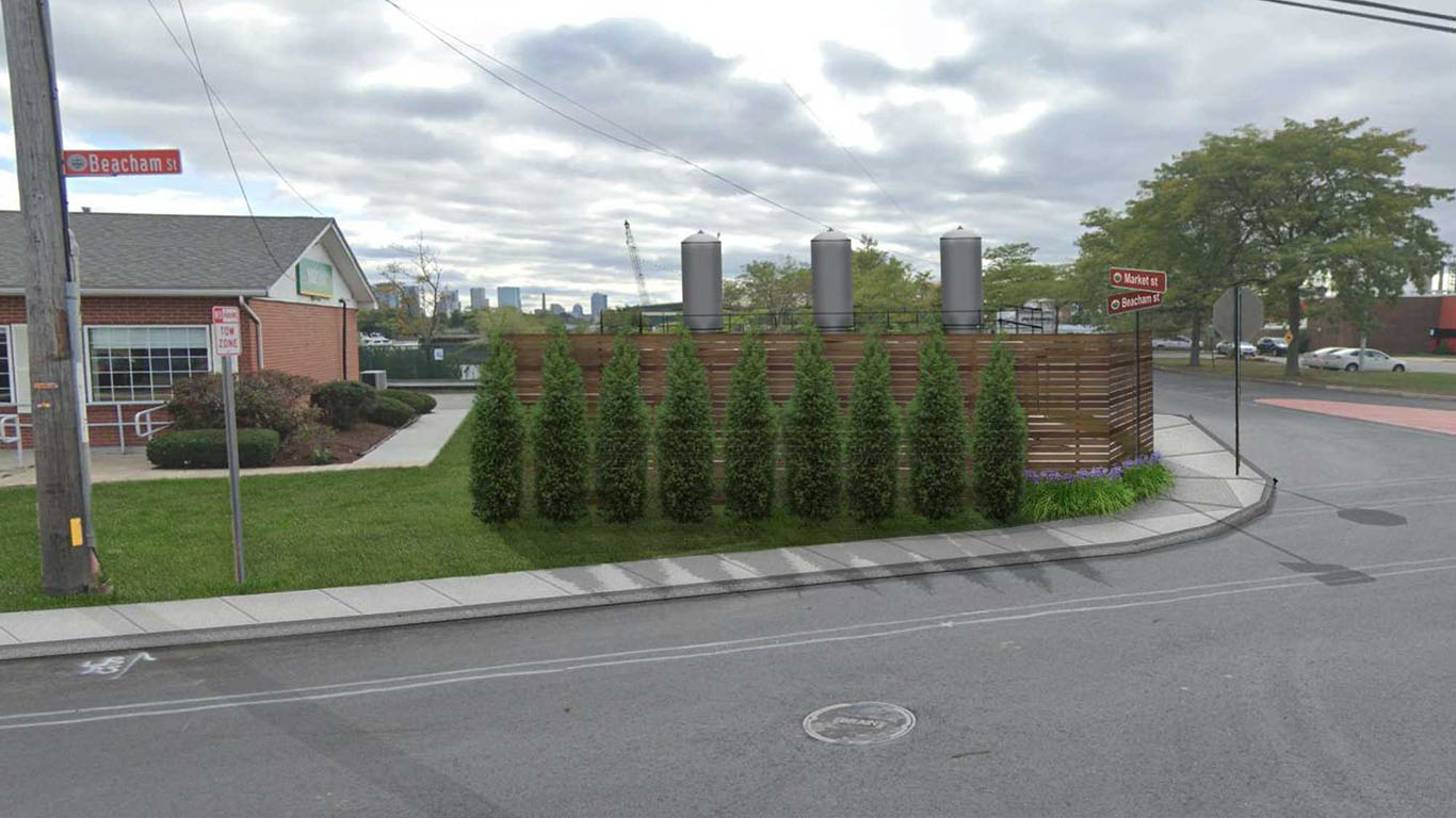 Project Rendering - Storm Surge Control Facility Viewed from Beacham Street Source: Weston & Sampson, Inc., 2023