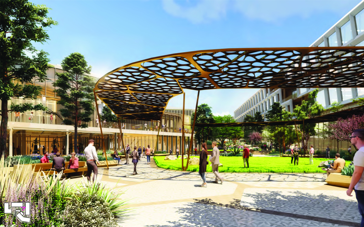 people in town square